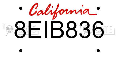 8EIB836 California License Plate