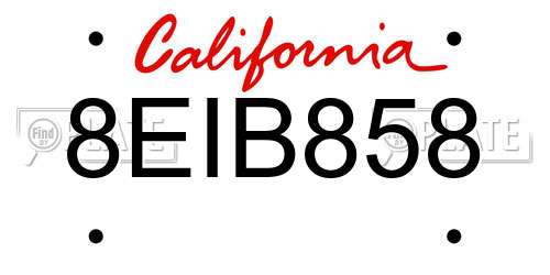 8EIB858 California License Plate