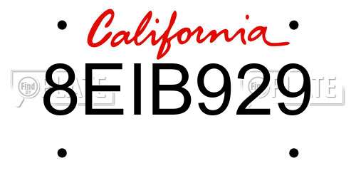 8EIB929 California License Plate