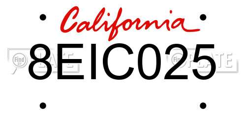 8EIC025 California License Plate