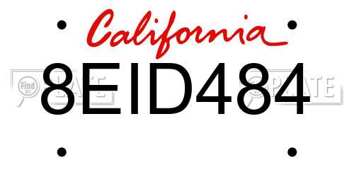 8EID484 California License Plate