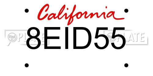 8EID55 California License Plate