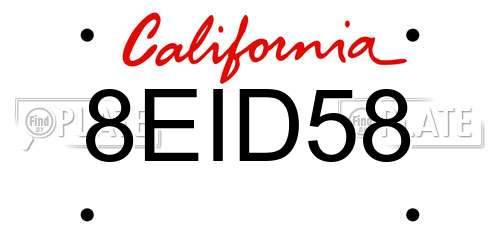 8EID58 California License Plate