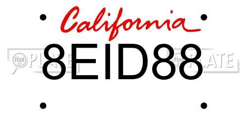 8EID88 California License Plate