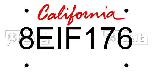 8EIF176 California License Plate