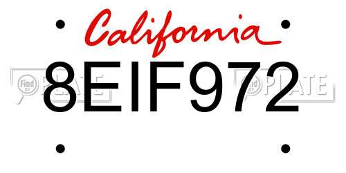 8EIF972 California License Plate