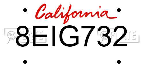 8EIG732 California License Plate