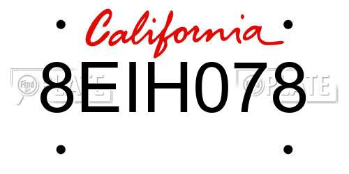 8EIH078 California License Plate