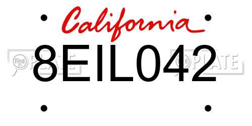 8EIL042 California License Plate