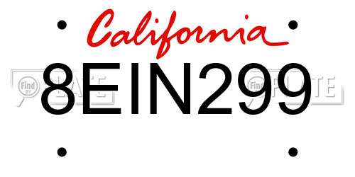 8EIN299 California License Plate