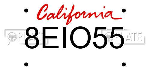 8EIO55 California License Plate