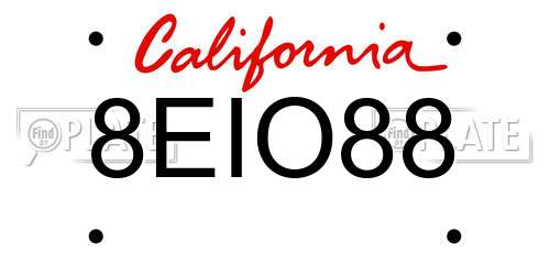 8EIO88 California License Plate