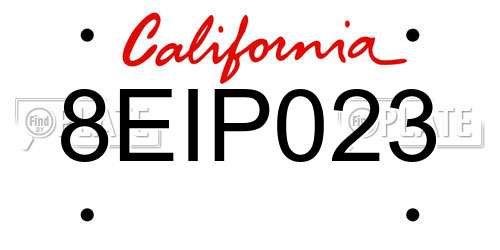 8EIP023 California License Plate