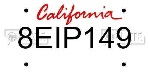 8EIP149 California License Plate
