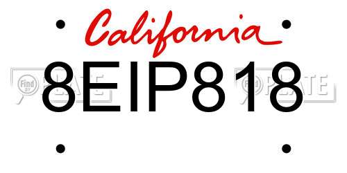8EIP818 California License Plate