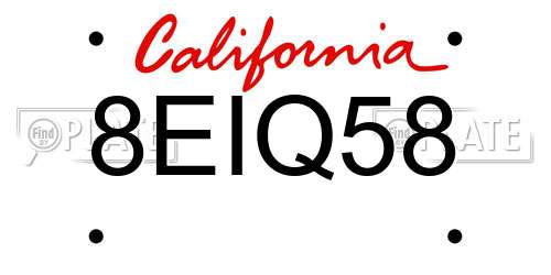 8EIQ58 California License Plate