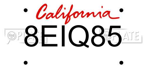 8EIQ85 California License Plate