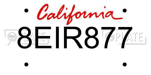 8EIR877 California License Plate