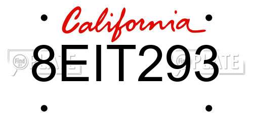 8EIT293 California License Plate
