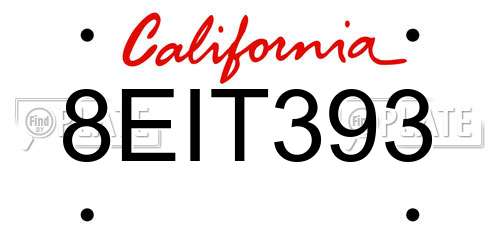 8EIT393 California License Plate