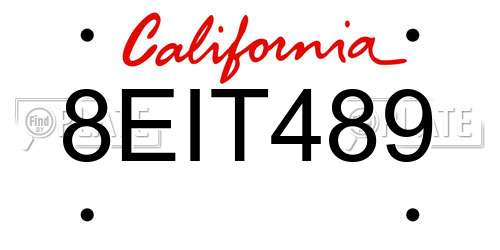 8EIT489 California License Plate