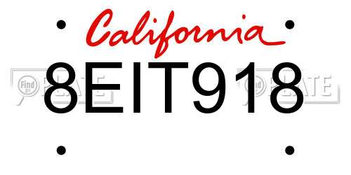 8EIT918 California License Plate