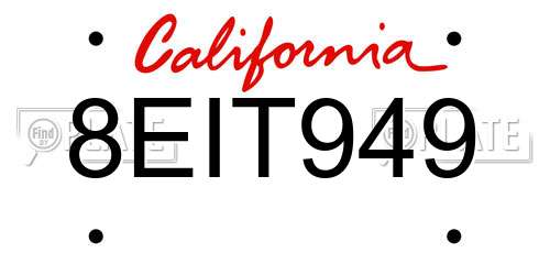 8EIT949 California License Plate