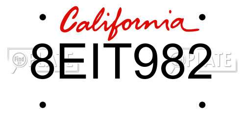 8EIT982 California License Plate