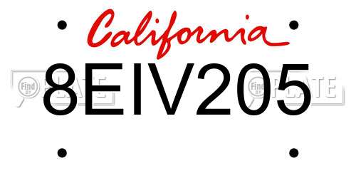 8EIV205 California License Plate