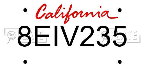8EIV235 California License Plate