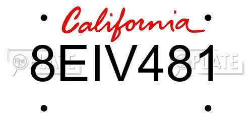 8EIV481 California License Plate