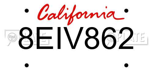 8EIV862 California License Plate