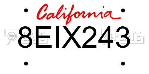 8EIX243 California License Plate