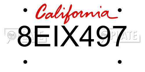 8EIX497 California License Plate