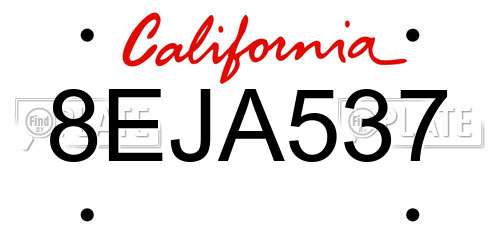 8EJA537 California License Plate