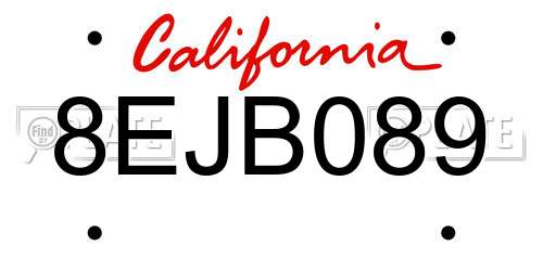 8EJB089 California License Plate