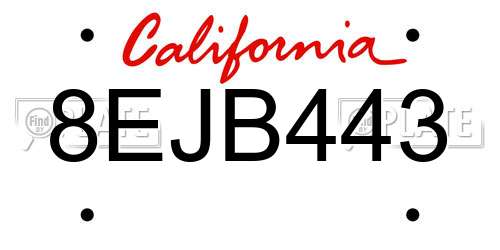 8EJB443 California License Plate