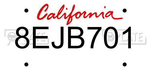 8EJB701 California License Plate