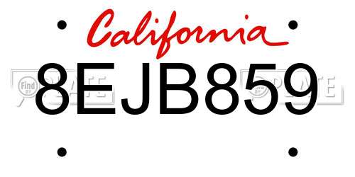 8EJB859 California License Plate