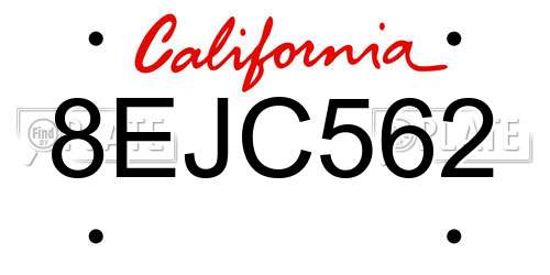 8EJC562 California License Plate