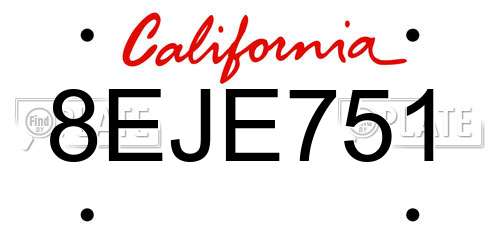 8EJE751 California License Plate