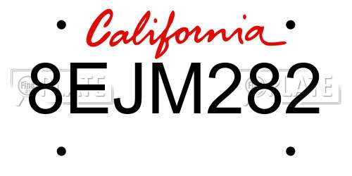 8EJM282 California License Plate