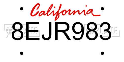 8EJR983 California License Plate