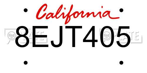 8EJT405 California License Plate
