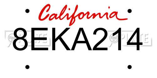 8EKA214 California License Plate