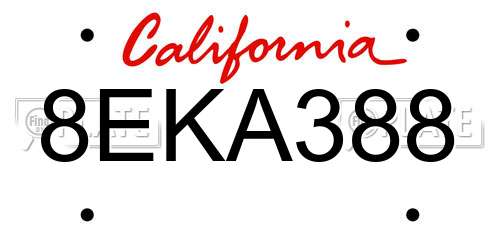 8EKA388 California License Plate