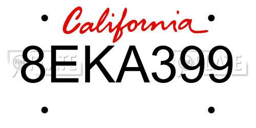 8EKA399 California License Plate