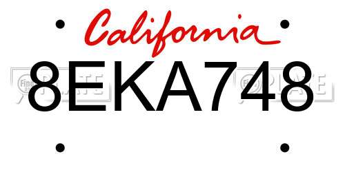 8EKA748 California License Plate