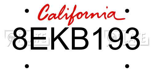 8EKB193 California License Plate
