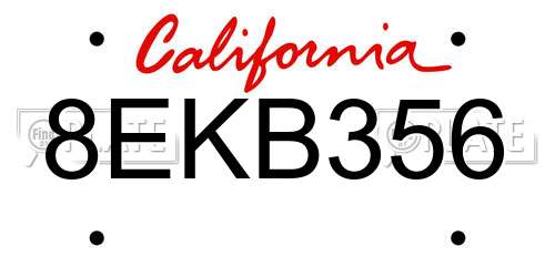 8EKB356 California License Plate